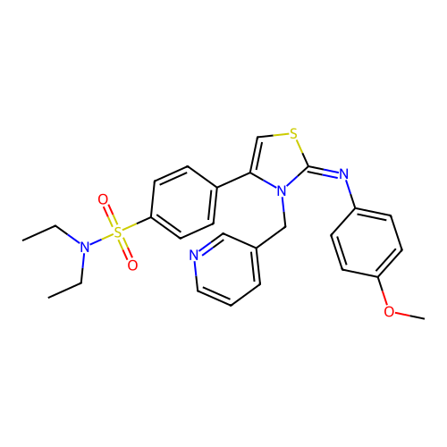 N,N-diethyl-4-[(2Z)-2-[(4-methoxyphenyl)imino]-3-(pyridin-3-ylmethyl)-2,3-dihydro-1,3-thiazol-4-yl]benzenesulfonamide structure