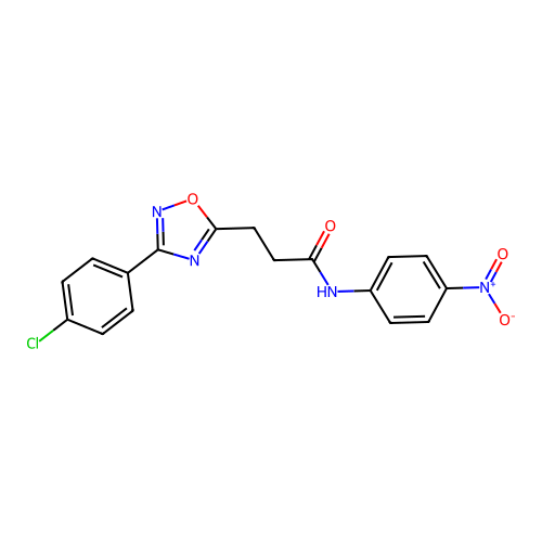 3-[3-(4-chlorophenyl)-1,2,4-oxadiazol-5-yl]-N-(4-nitrophenyl)propanamide structure