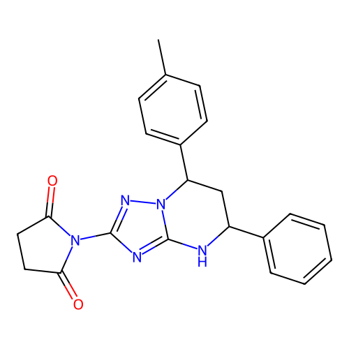 1-(5-phenyl-7-(p-tolyl)-4,5,6,7-tetrahydro-[1,2,4]triazolo[1,5-a]pyrimidin-2-yl)pyrrolidine-2,5-dione structure