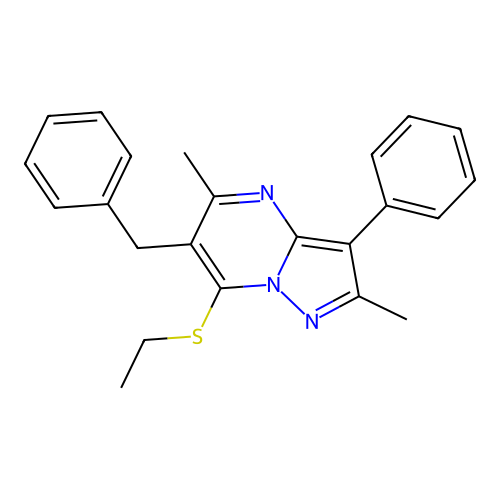 6-Benzyl-7-(ethylsulfanyl)-2,5-dimethyl-3-phenylpyrazolo[1,5-a]pyrimidine structure