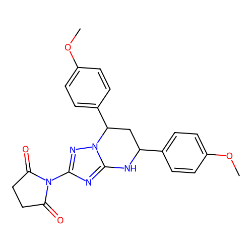 1-(5,7-bis(4-methoxyphenyl)-4,5,6,7-tetrahydro-[1,2,4]triazolo[1,5-a]pyrimidin-2-yl)pyrrolidine-2,5-dione structure