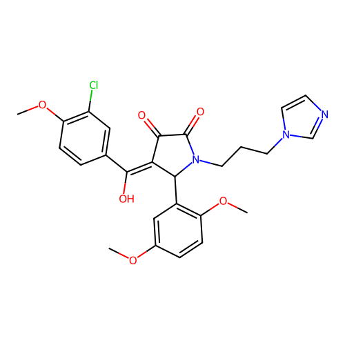 (4E)-4-[(3-chloro-4-methoxyphenyl)-hydroxymethylidene]-5-(2,5-dimethoxyphenyl)-1-(3-imidazol-1-ylpropyl)pyrrolidine-2,3-dione structure