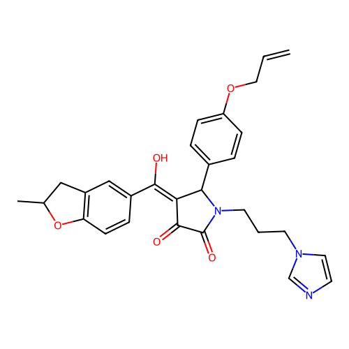 3-hydroxy-1-[3-(1H-imidazol-1-yl)propyl]-4-(2-methyl-2,3-dihydro-1-benzofuran-5-carbonyl)-5-[4-(prop-2-en-1-yloxy)phenyl]-2,5-dihydro-1H-pyrrol-2-one structure