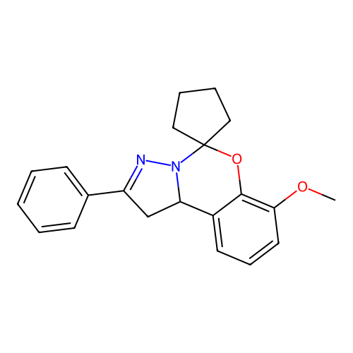 4-methoxy-9-phenylspiro[10aH-benzo[e]2-pyrazolino[1,5-c]1,3-oxazine-6,1'-cyclo pentane] structure