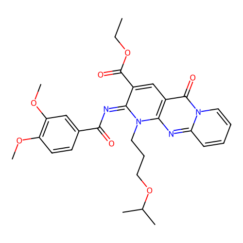 (Z)-ethyl 2-((3,4-dimethoxybenzoyl)imino)-1-(3-isopropoxypropyl)-5-oxo-2,5-dihydro-1H-dipyrido[1,2-a:2',3'-d]pyrimidine-3-carboxylate structure