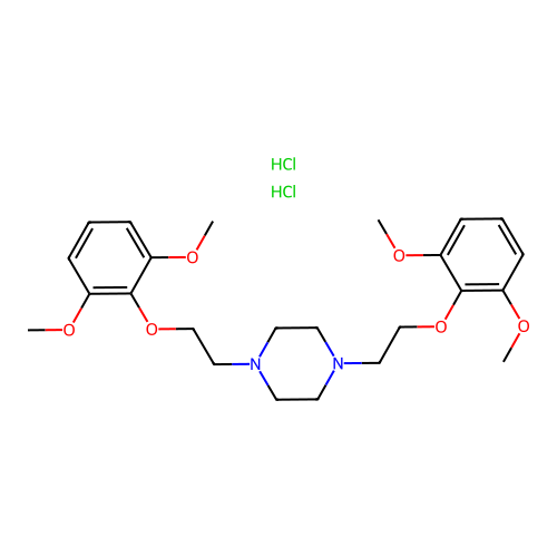 Piperazine, 1,4-bis(2-(2,6-dimethoxyphenoxy)ethyl)-, dihydrochloride structure