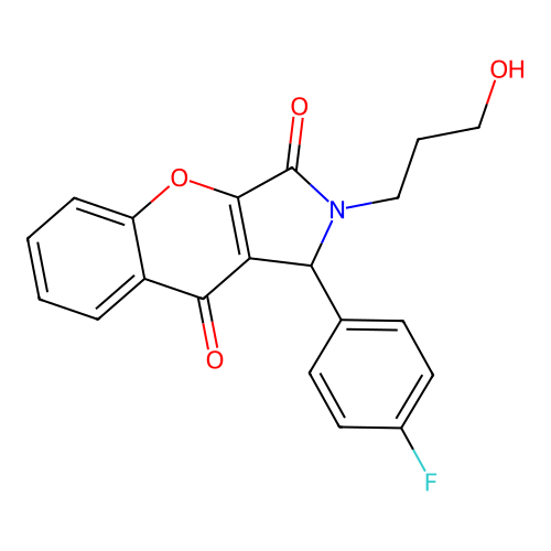 1-(4-fluorophenyl)-2-(3-hydroxypropyl)-1,2-dihydrochromeno[2,3-c]pyrrole-3,9-dione structure