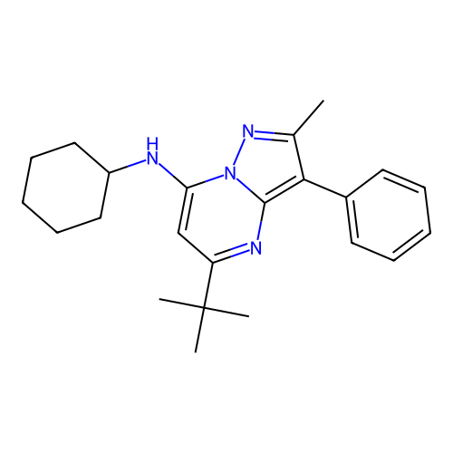5-tert-butyl-N-cyclohexyl-2-methyl-3-phenylpyrazolo[1,5-a]pyrimidin-7-amine structure