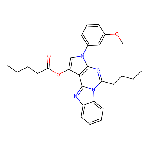 5-butyl-3-(3-methoxyphenyl)-3H-benzo[4,5]imidazo[1,2-c]pyrrolo[3,2-e]pyrimidin-1-yl pentanoate structure