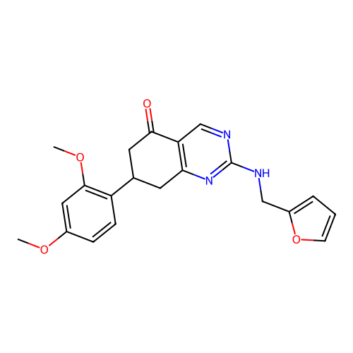 7-(2,4-dimethoxyphenyl)-2-((furan-2-ylmethyl)amino)-7,8-dihydroquinazolin-5(6H)-one structure