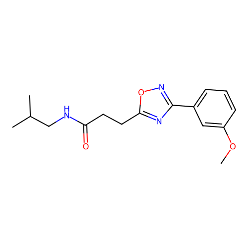 3-[3-(3-methoxyphenyl)-1,2,4-oxadiazol-5-yl]-N-(2-methylpropyl)propanamide structure
