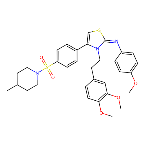 (Z)-N-(3-(3,4-dimethoxyphenethyl)-4-(4-((4-methylpiperidin-1-yl)sulfonyl)phenyl)thiazol-2(3H)-ylidene)-4-methoxyaniline structure