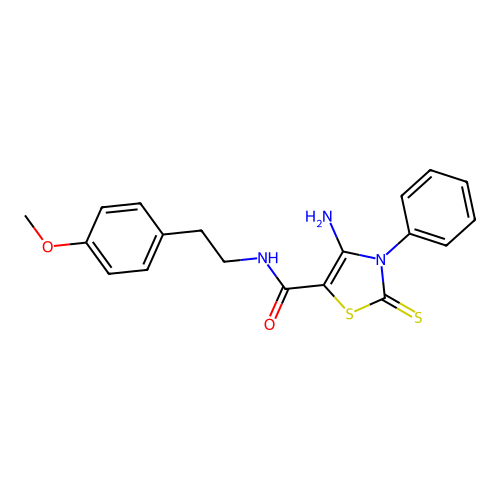 4-amino-N-[2-(4-methoxyphenyl)ethyl]-3-phenyl-2-thioxo-2,3-dihydro-1,3-thiazole-5-carboxamide structure