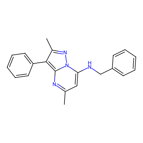 N-benzyl-2,5-dimethyl-3-phenylpyrazolo[1,5-a]pyrimidin-7-amine structure