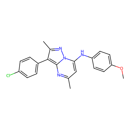 3-(4-chlorophenyl)-N-(4-methoxyphenyl)-2,5-dimethylpyrazolo[1,5-a]pyrimidin-7-amine structure