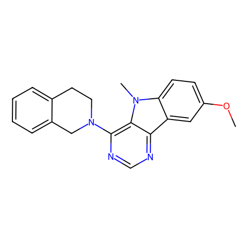 4-(3,4-dihydroisoquinolin-2(1H)-yl)-8-methoxy-5-methyl-5H-pyrimido[5,4-b]indole structure