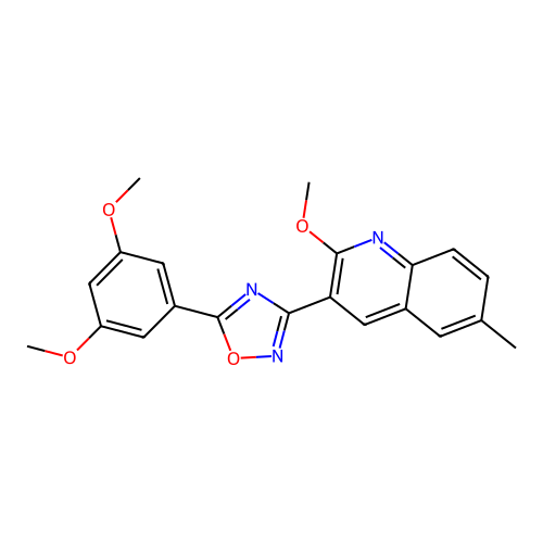 5-(3,5-Dimethoxyphenyl)-3-(2-methoxy-6-methylquinolin-3-yl)-1,2,4-oxadiazole structure