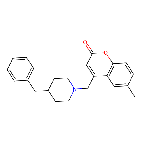 4-((4-benzylpiperidin-1-yl)methyl)-6-methyl-2H-chromen-2-one structure