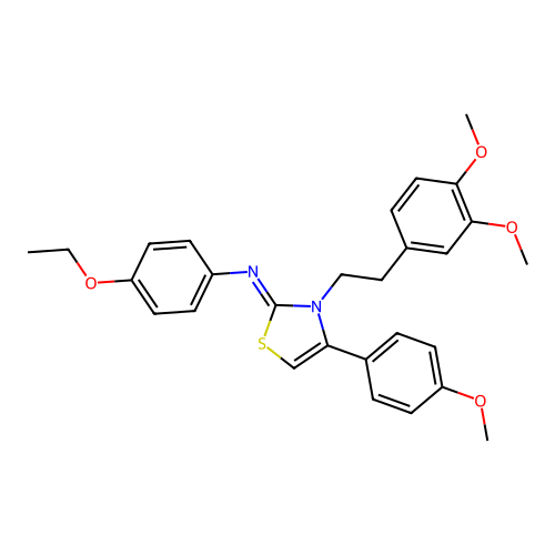 N-[(2Z)-3-[2-(3,4-dimethoxyphenyl)ethyl]-4-(4-methoxyphenyl)-1,3-thiazol-2(3H)-ylidene]-4-ethoxyaniline structure