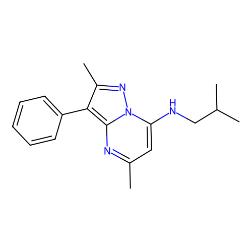 2,5-dimethyl-N-(2-methylpropyl)-3-phenylpyrazolo[1,5-a]pyrimidin-7-amine structure