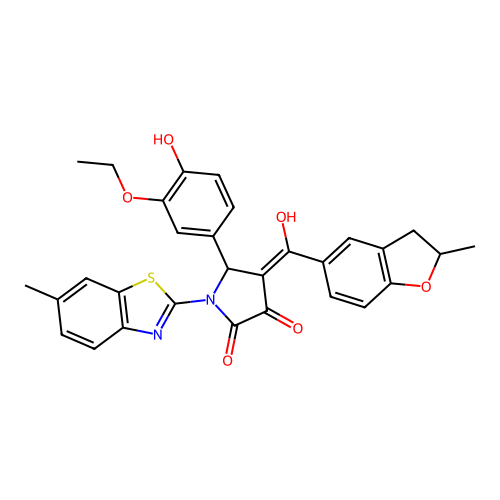 (4E)-5-(3-ethoxy-4-hydroxyphenyl)-4-[hydroxy(2-methyl-2,3-dihydro-1-benzofuran-5-yl)methylidene]-1-(6-methyl-1,3-benzothiazol-2-yl)pyrrolidine-2,3-dione structure