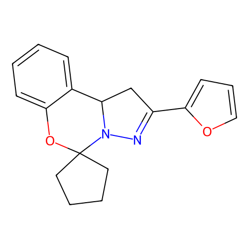 2'-(furan-2-yl)-1',10b'-dihydrospiro[cyclopentane-1,5'-pyrazolo[1,5-c][1,3]benzoxazine] structure