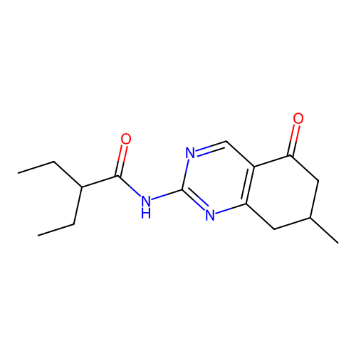 2-ethyl-N-(7-methyl-5-oxo-5,6,7,8-tetrahydroquinazolin-2-yl)butanamide structure