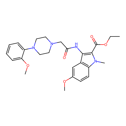 ethyl 5-methoxy-3-({[4-(2-methoxyphenyl)piperazin-1-yl]acetyl}amino)-1-methyl-1H-indole-2-carboxylate structure