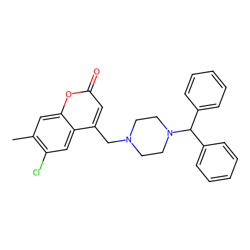 4-{[4-(Diphenylmethyl)piperazinyl]methyl}-6-chloro-7-methylchromen-2-one structure