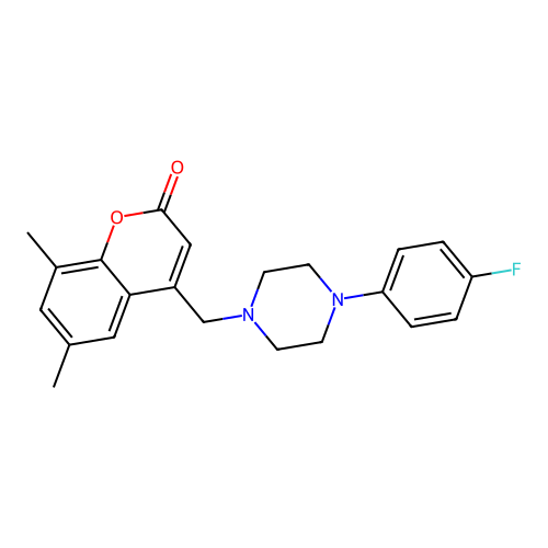 4-{[4-(4-fluorophenyl)piperazin-1-yl]methyl}-6,8-dimethyl-2H-chromen-2-one structure
