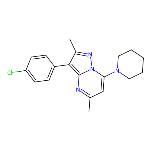 3-(4-Chlorophenyl)-2,5-dimethyl-7-(piperidin-1-yl)pyrazolo[1,5-a]pyrimidine structure