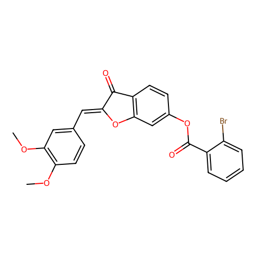 2-[(3,4-Dimethoxyphenyl)methylene]-3-oxobenzo[3,4-b]furan-6-yl 2-bromobenzoate structure