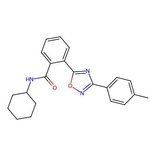 N-cyclohexyl-2-[3-(4-methylphenyl)-1,2,4-oxadiazol-5-yl]benzamide structure