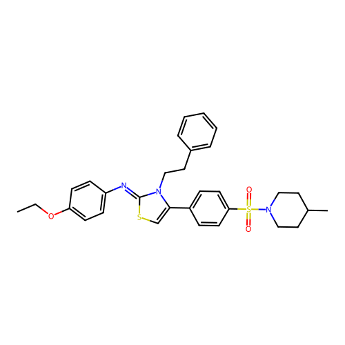 4-ethoxy-N-[(2Z)-4-{4-[(4-methylpiperidin-1-yl)sulfonyl]phenyl}-3-(2-phenylethyl)-1,3-thiazol-2(3H)-ylidene]aniline structure