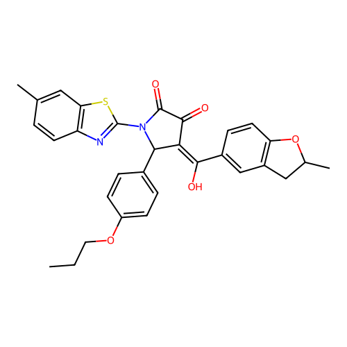 (4E)-4-[hydroxy(2-methyl-2,3-dihydro-1-benzofuran-5-yl)methylidene]-1-(6-methyl-1,3-benzothiazol-2-yl)-5-(4-propoxyphenyl)pyrrolidine-2,3-dione structure