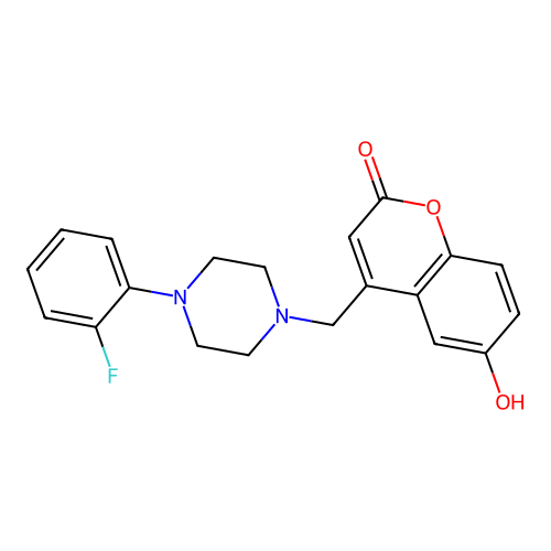 4-((4-(2-fluorophenyl)piperazin-1-yl)methyl)-6-hydroxy-2H-chromen-2-one structure