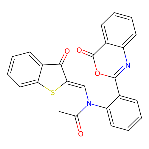 (Z)-N-(2-(4-oxo-4H-benzo[d][1,3]oxazin-2-yl)phenyl)-N-((3-oxobenzo[b]thiophen-2(3H)-ylidene)methyl)acetamide structure