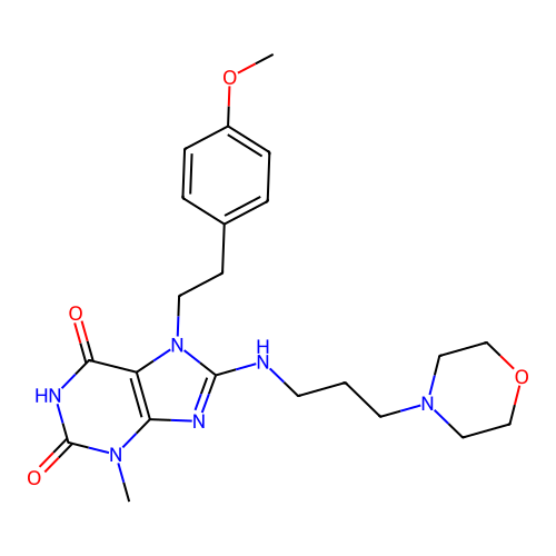 7-(4-methoxyphenethyl)-3-methyl-8-((3-morpholinopropyl)amino)-1H-purine-2,6(3H,7H)-dione structure