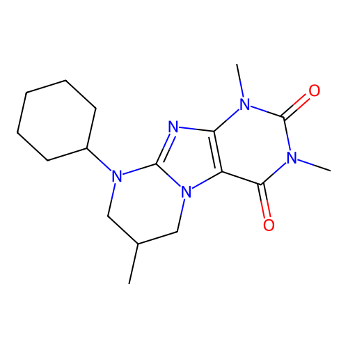 9-cyclohexyl-1,3,7-trimethyl-7,8-dihydro-6H-purino[7,8-a]pyrimidine-2,4-dione structure