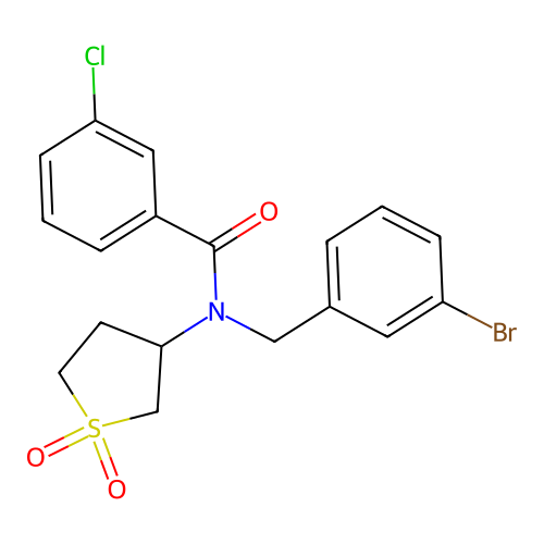 N-(3-bromobenzyl)-3-chloro-N-(1,1-dioxidotetrahydrothiophen-3-yl)benzamide structure