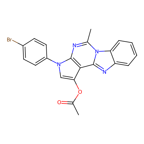 3-(4-bromophenyl)-5-methyl-3H-pyrrolo[2',3':4,5]pyrimido[1,6-a]benzimidazol-1-yl acetate structure