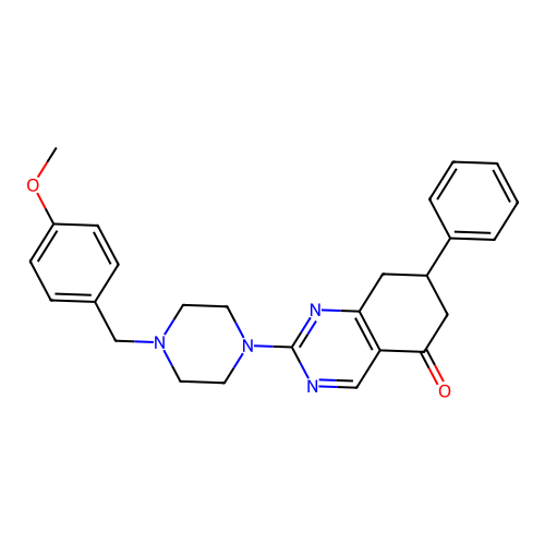 2-(4-(4-methoxybenzyl)piperazin-1-yl)-7-phenyl-7,8-dihydroquinazolin-5(6H)-one structure