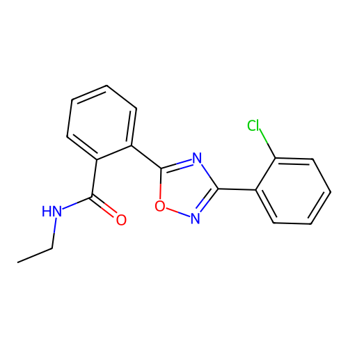 2-[3-(2-chlorophenyl)-1,2,4-oxadiazol-5-yl]-N-ethylbenzamide structure