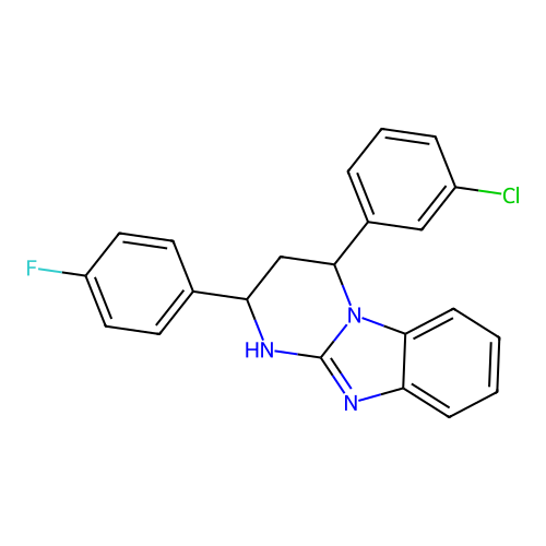 4-(3-chlorophenyl)-2-(4-fluorophenyl)-1,2,3,4-tetrahydropyrimido[1,2-a]benzimidazole structure