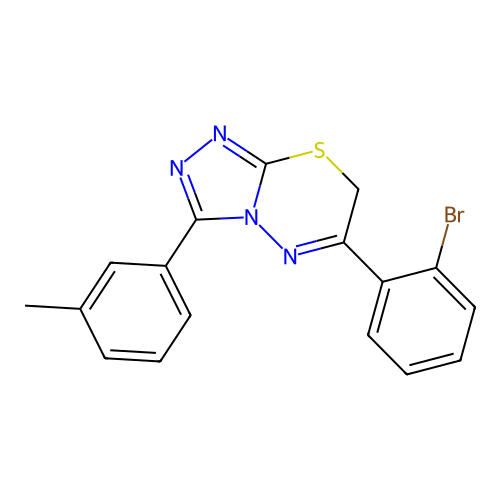 6-(2-bromophenyl)-3-(3-methylphenyl)-7H-[1,2,4]triazolo[3,4-b][1,3,4]thiadiazine structure