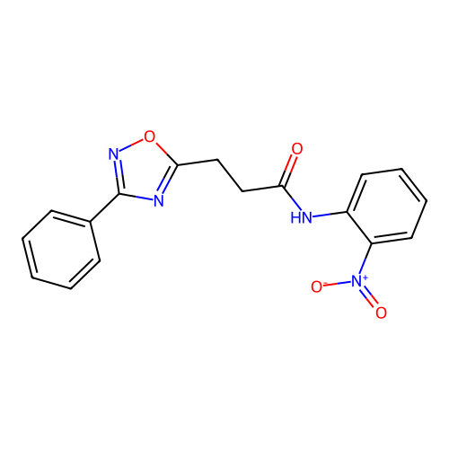 N-(2-nitrophenyl)-3-(3-phenyl-1,2,4-oxadiazol-5-yl)propanamide structure