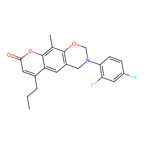 3-(2,4-difluorophenyl)-10-methyl-6-propyl-2,4-dihydropyrano[3,2-g][1,3]benzoxazin-8-one structure