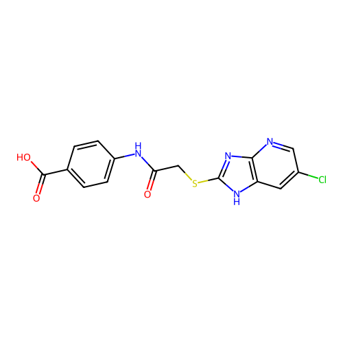 4-[[2-[(6-chloro-1H-imidazo[4,5-b]pyridin-2-yl)sulfanyl]acetyl]amino]benzoic acid structure