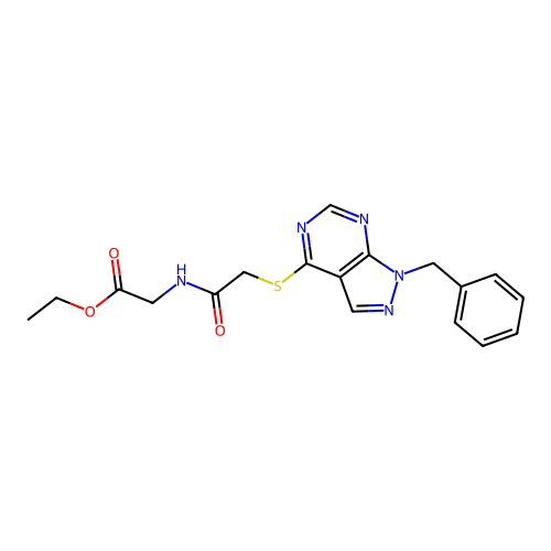 ethyl N-{[(1-benzyl-1H-pyrazolo[3,4-d]pyrimidin-4-yl)sulfanyl]acetyl}glycinate structure