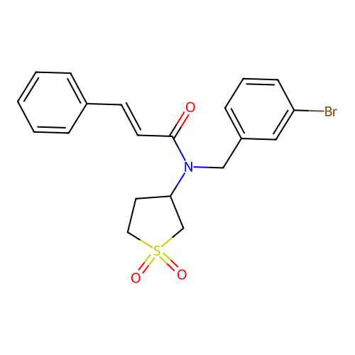 (2E)-N-(3-bromobenzyl)-N-(1,1-dioxidotetrahydrothiophen-3-yl)-3-phenylprop-2-enamide structure